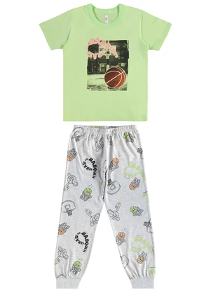 Malwee Kids - Pijama Basquete que Brilha no Escuro Verde Claro - MALWEE KIDS