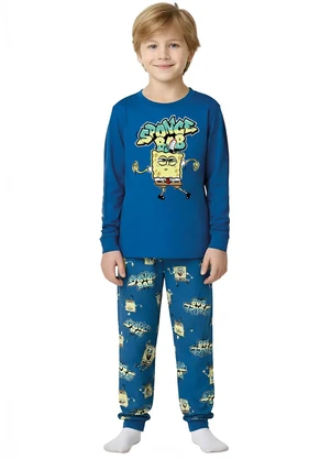 Malwee Kids - Pijama Bob Esponja® em Malha Azul - MALWEE KIDS