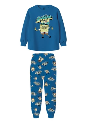 Malwee Kids - Pijama Bob Esponja® em Malha Azul - MALWEE KIDS