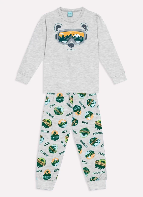 Pijama Brilha no Escuro Infantil Menino Cinza - Kyly