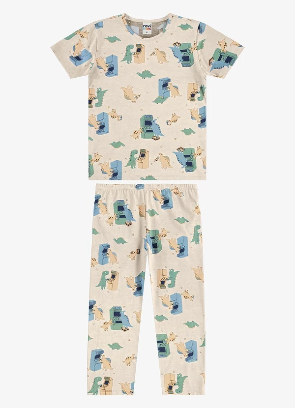 Rovi Kids - Pijama Camiseta com Alça Infantil Bege