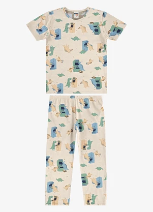 Rovi Kids - Pijama Camiseta com Alça Infantil Bege - ROVI KIDS