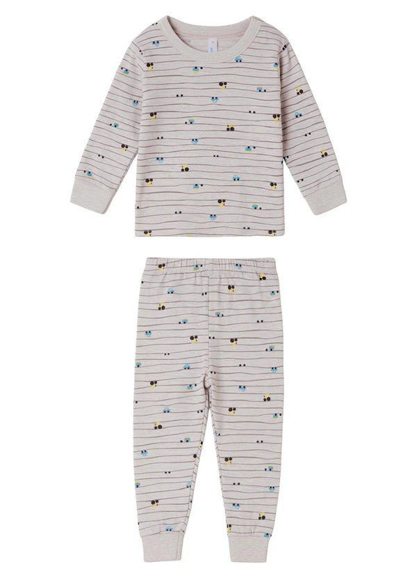 Malwee Kids - Pijama Carrinhos que Brilha no Cinza Claro