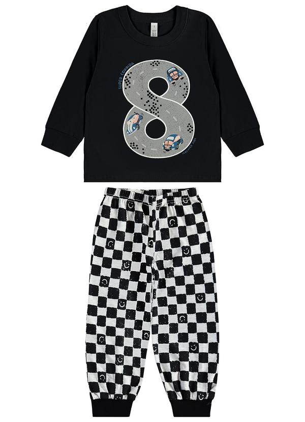 Malwee Kids - Pijama Corrida que Brilha no Escuro Preto 1