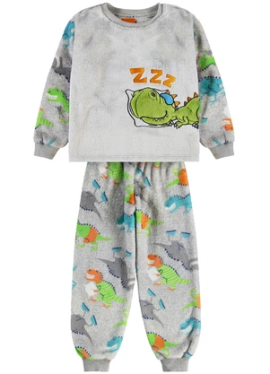 Magicamente Kids - Pijama de Inverno Bebê Masculino - Dino Cinza - MAGICAMENTE KIDS