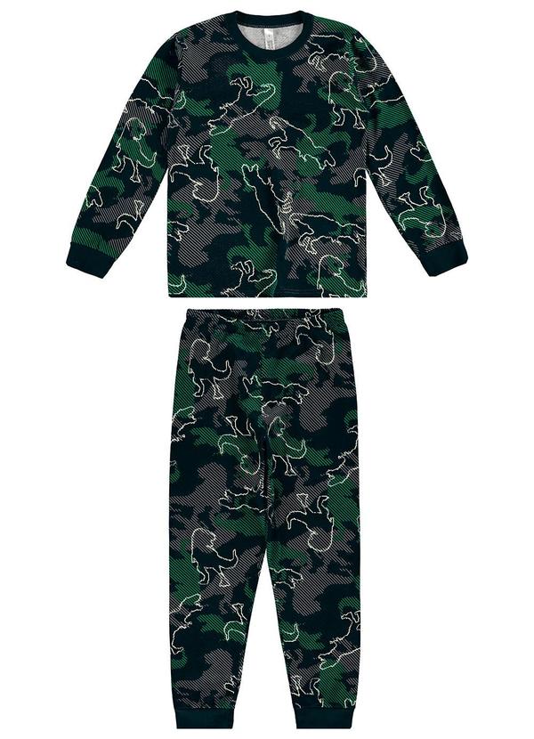 Malwee Kids - Pijama Dino Militar Brilha no Escuro Azul