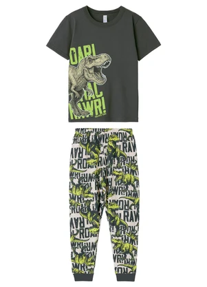 Malwee Kids - Pijama Dino Rawr Cinza Chumbo - MALWEE KIDS