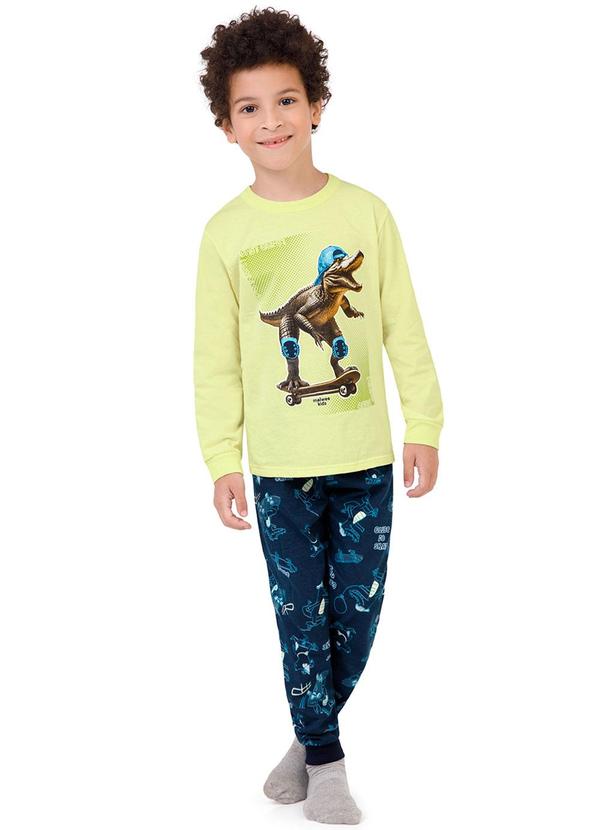 Pijama Infantil Little Jupiter - Brilha No Escuro Dinossauro/Espaço