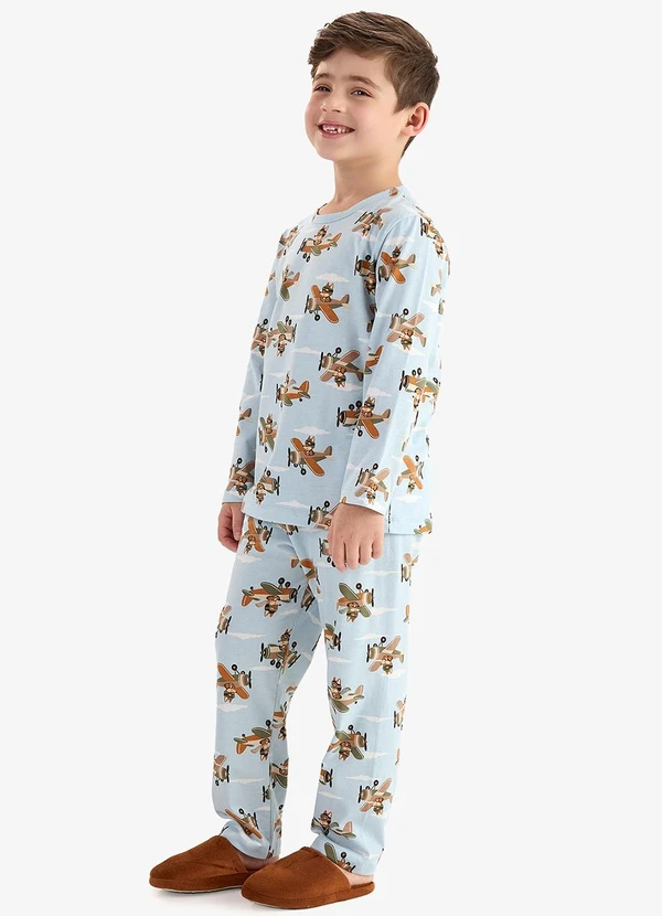 Rovi Kids - Pijama em Meia Malha Azul 3