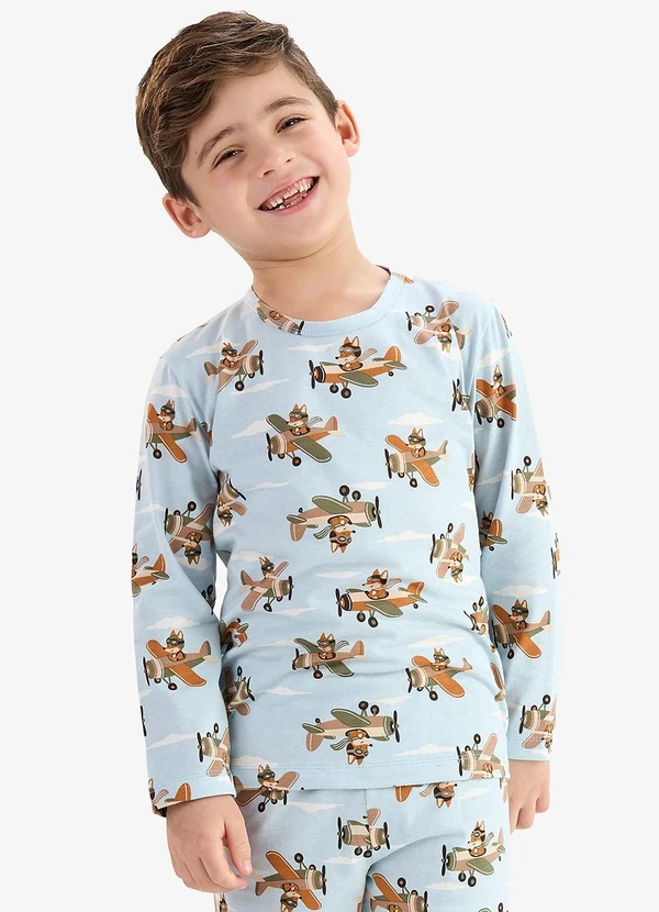 Rovi Kids - Pijama em Meia Malha Azul 4