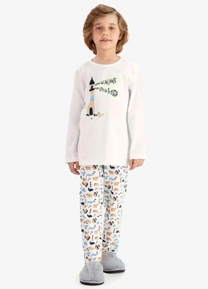 Rovi Kids - Pijama em Meia Malha Bege - ROVI KIDS