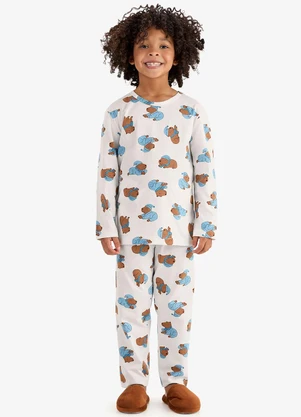 Rovi Kids - Pijama em Meia Malha Bege - ROVI KIDS