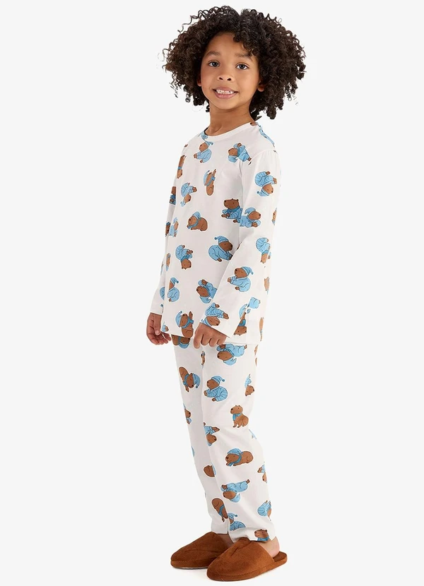 Rovi Kids - Pijama em Meia Malha Bege 3