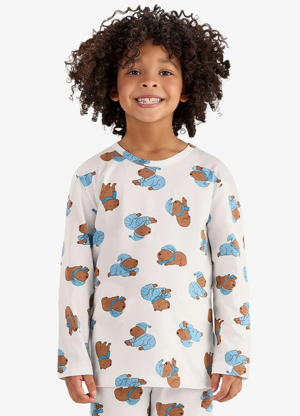 Rovi Kids - Pijama em Meia Malha Bege 4