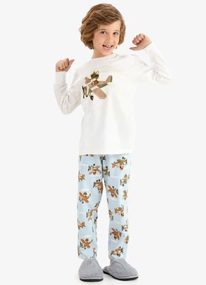 Rovi Kids - Pijama em Meia Malha Bege - ROVI KIDS
