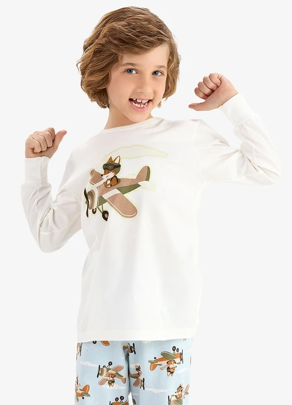 Rovi Kids - Pijama em Meia Malha Bege 4