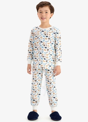 Rovi Kids - Pijama em Meia Malha Bege - ROVI KIDS