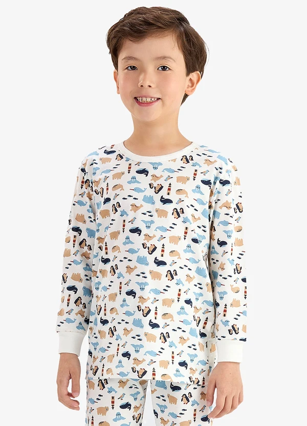 Rovi Kids - Pijama em Meia Malha Bege 4