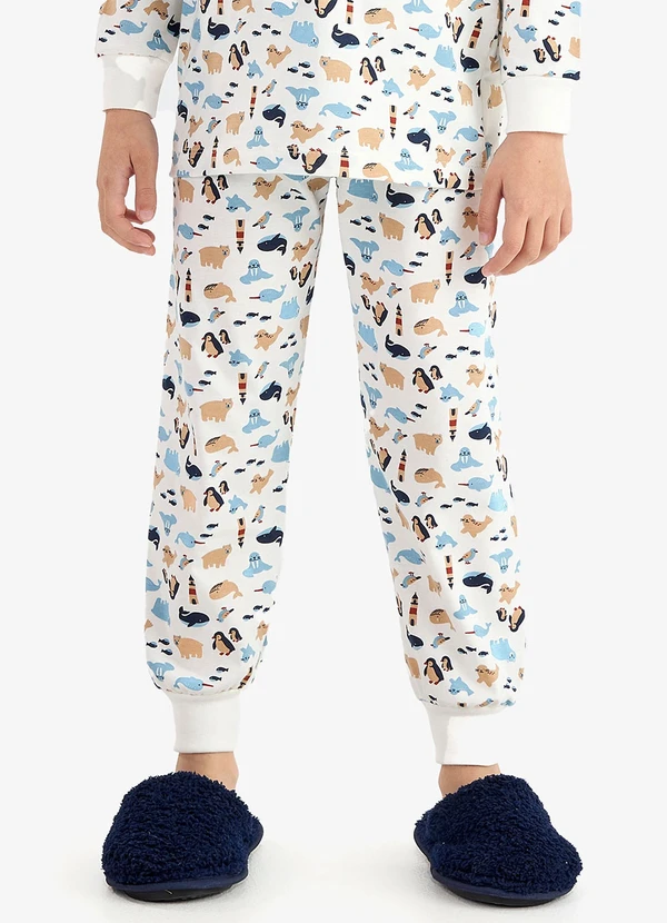 Rovi Kids - Pijama em Meia Malha Bege 5