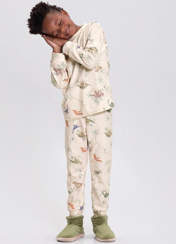 Alakazoo - Pijama Estampado em Malha Microsoft Menino Bege