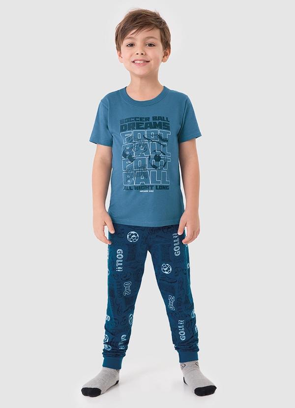 Malwee Kids - Pijama Football Brilha no Escuro Azul Petróleo