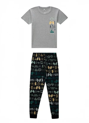 Malwee Kids - Pijama Football Brilha no Escuro Cinza - MALWEE KIDS