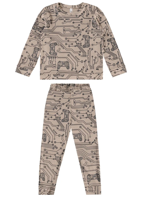 Malwee Kids - Pijama Gamer em Plush Menino Bege 2