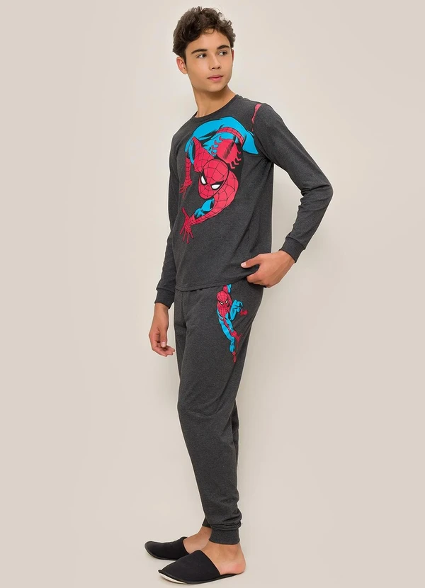 Disney - Pijama Homem Aranha Mescla Escuro em Meia Malha