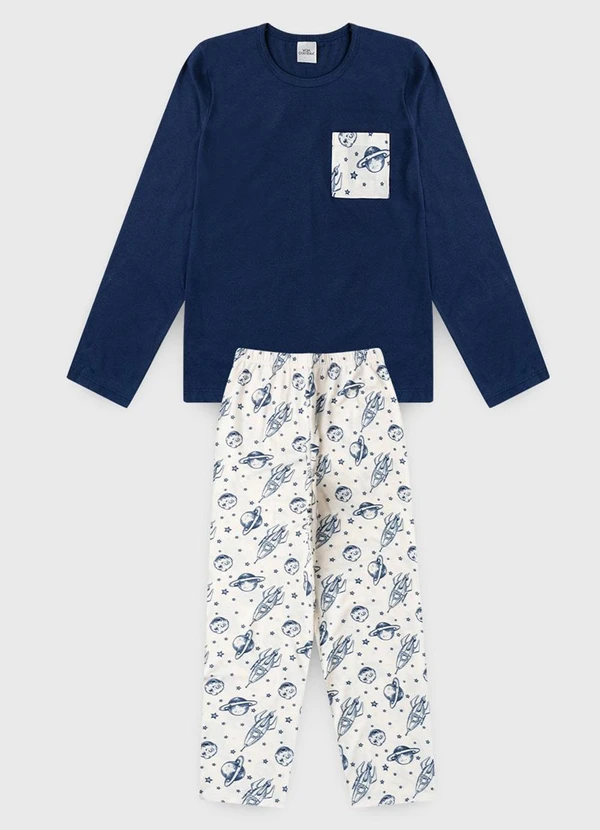 Vida Costeira - Pijama Infantil Bolsinho Estampado Marinho 4