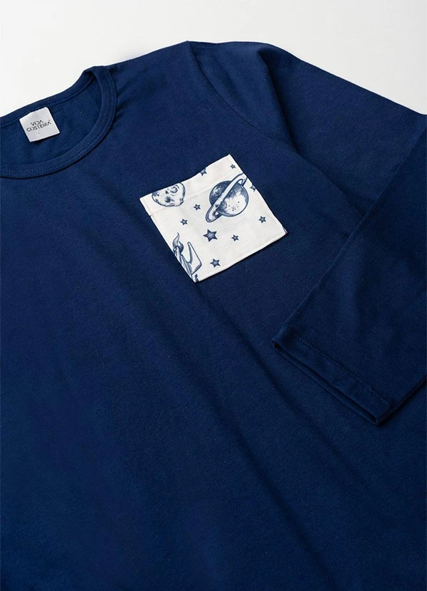 Vida Costeira - Pijama Infantil Bolsinho Estampado Marinho 5