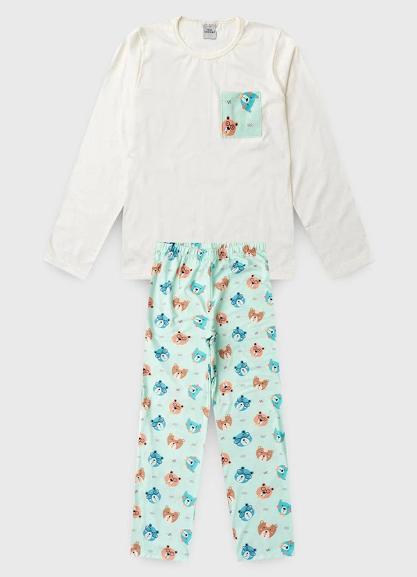 Vida Costeira - Pijama Infantil Bolsinho Estampado Off White 4