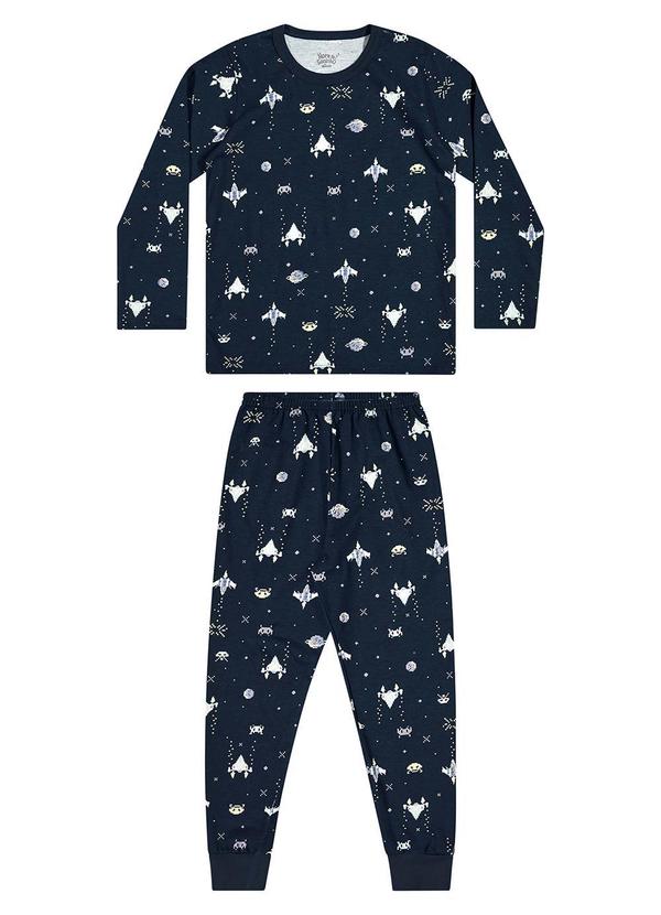 Elian - Pijama Infantil Brilha no Escuro Espacial Azul 2