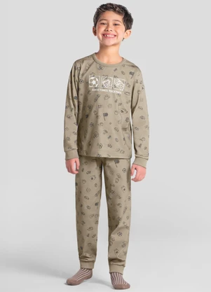 Brandili - Pijama Infantil Brilha no Escuro Marrom - BRANDILI