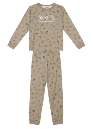Brandili - Pijama Infantil Brilha no Escuro Marrom - BRANDILI