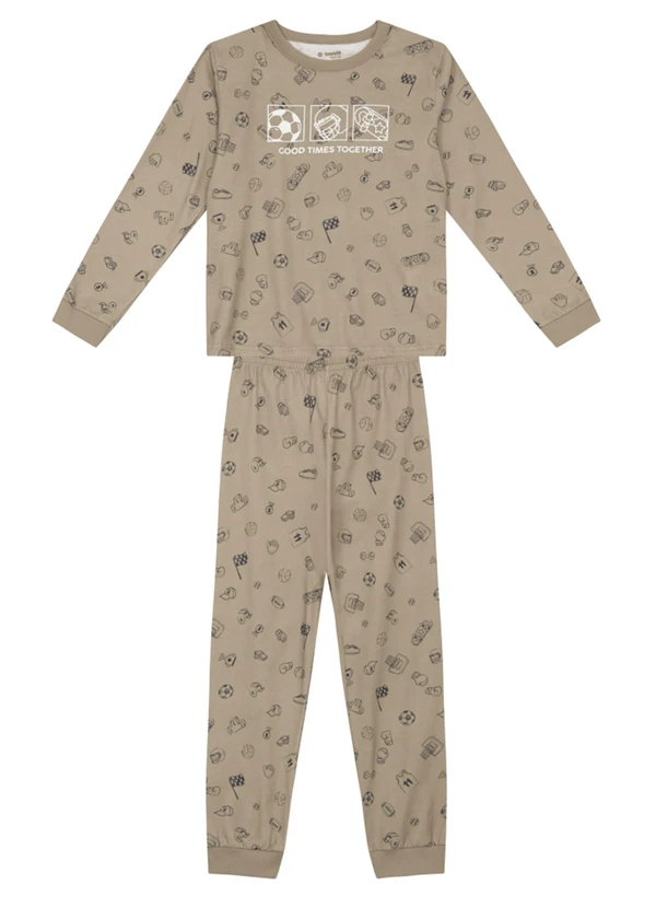 Brandili - Pijama Infantil Brilha no Escuro Marrom 2