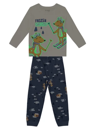 Brandili - Pijama Infantil Brilha no Escuro Natural - BRANDILI