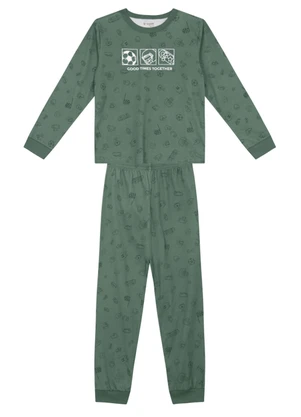 Brandili - Pijama Infantil Brilha no Escuro Verde - BRANDILI