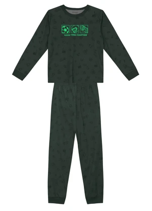 Brandili - Pijama Infantil Brilha no Escuro Verde - BRANDILI