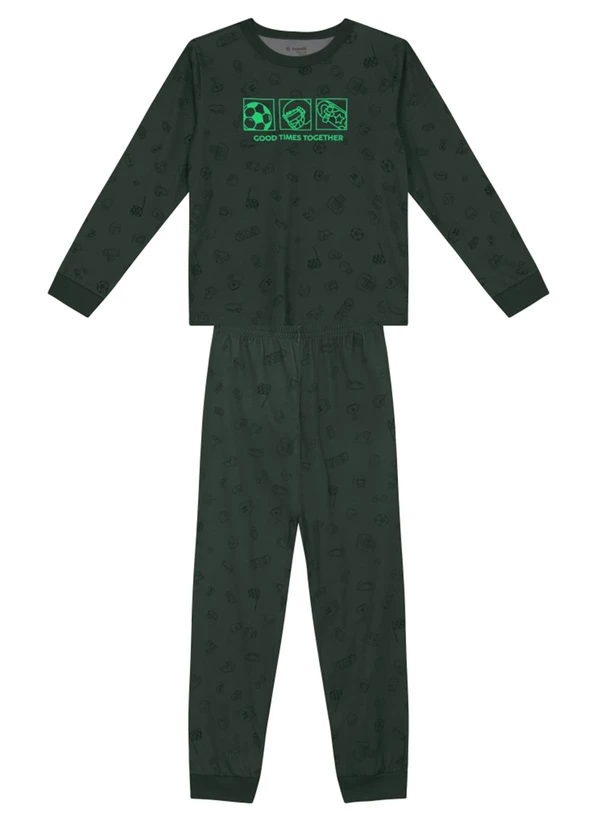 Brandili - Pijama Infantil Brilha no Escuro Verde 2