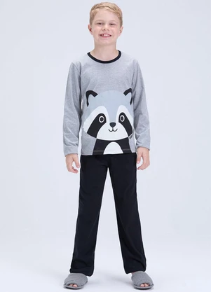 Vida Costeira - Pijama Infantil de Inverno Guaxinim Mescla - VIDA COSTEIRA