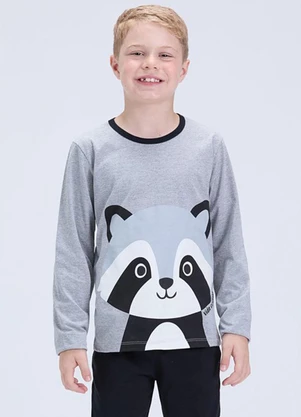 Vida Costeira - Pijama Infantil de Inverno Guaxinim Mescla - VIDA COSTEIRA