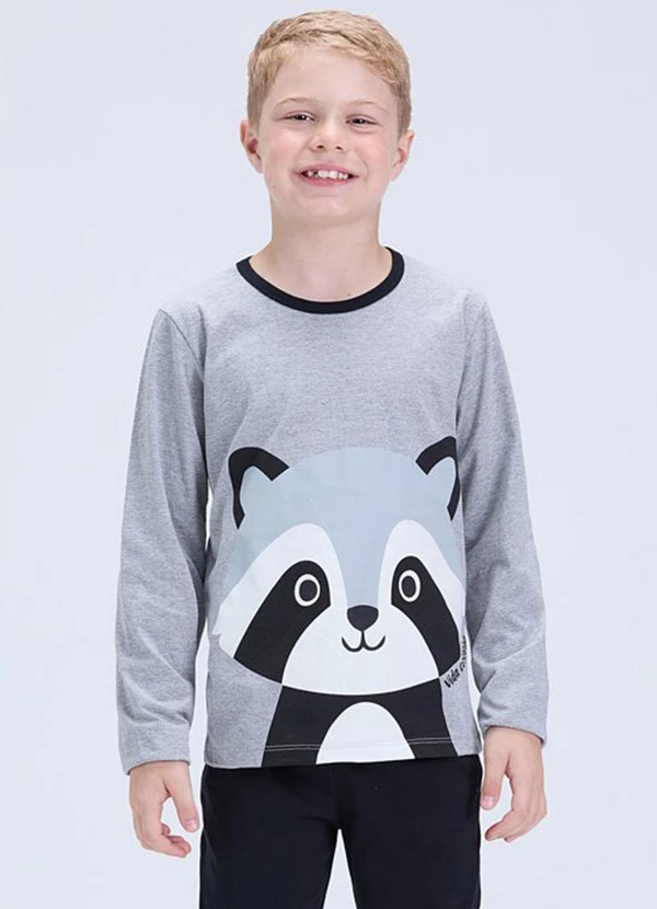Vida Costeira - Pijama Infantil de Inverno Guaxinim Mescla 2
