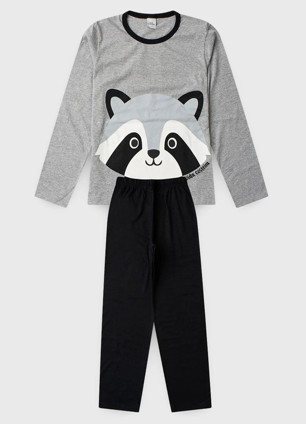Vida Costeira - Pijama Infantil de Inverno Guaxinim Mescla 5