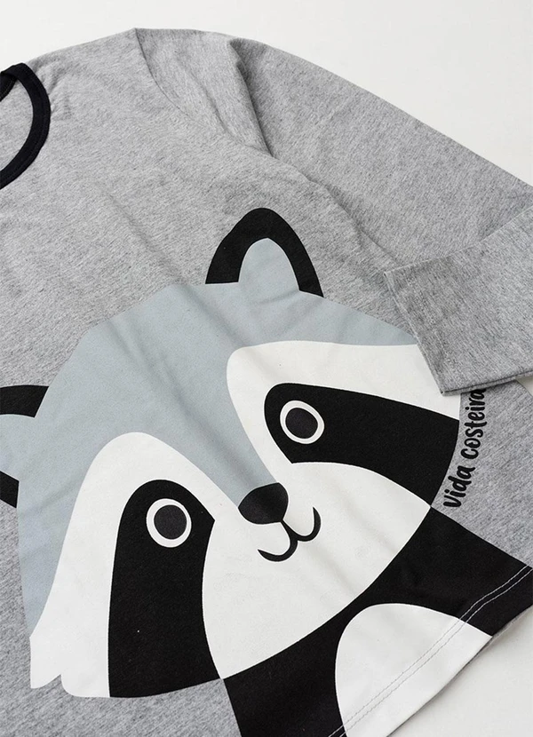 Vida Costeira - Pijama Infantil de Inverno Guaxinim Mescla 6