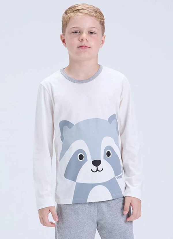 Vida Costeira - Pijama Infantil de Inverno Guaxinim Off White 2