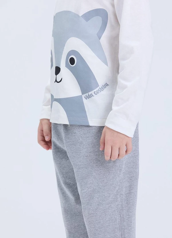 Vida Costeira - Pijama Infantil de Inverno Guaxinim Off White 4