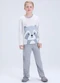Vida Costeira - Pijama Infantil de Inverno Guaxinim Mescla - variação: Off White