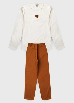 Vida Costeira - Pijama Infantil de Inverno Ursinho Off White - VIDA COSTEIRA
