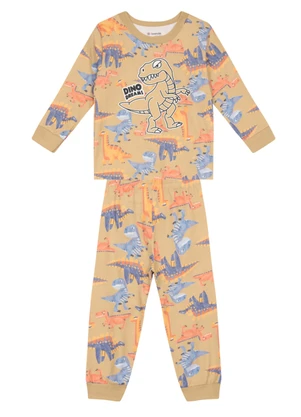 Brandili - Pijama Infantil Dino Brilha no Escuro Amarelo - BRANDILI