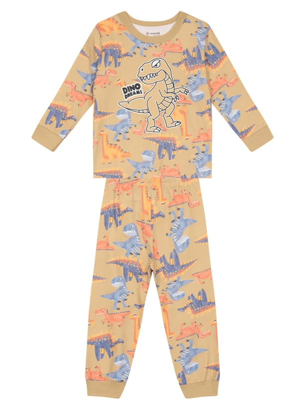 Brandili - Pijama Infantil Dino Brilha no Escuro Amarelo 2